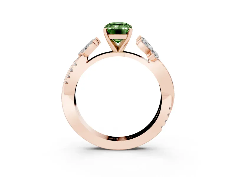 Emerald Cut Floral Vine Engagement Ring Setting for a Fancy Green Lab-Grown Diamond | Rose Gold