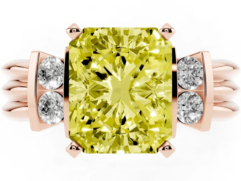 Radiant Cut Bar-Set Engagement Ring Setting for a Fancy Yellow Lab-Grown Diamond | Rose Gold