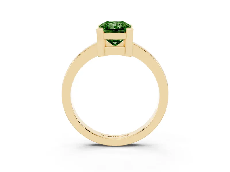 Radiant Cut Solitaire Engagement Ring Setting for a Fancy Green Lab-Grown Diamond | Flat Tab Prongs | Yellow Gold