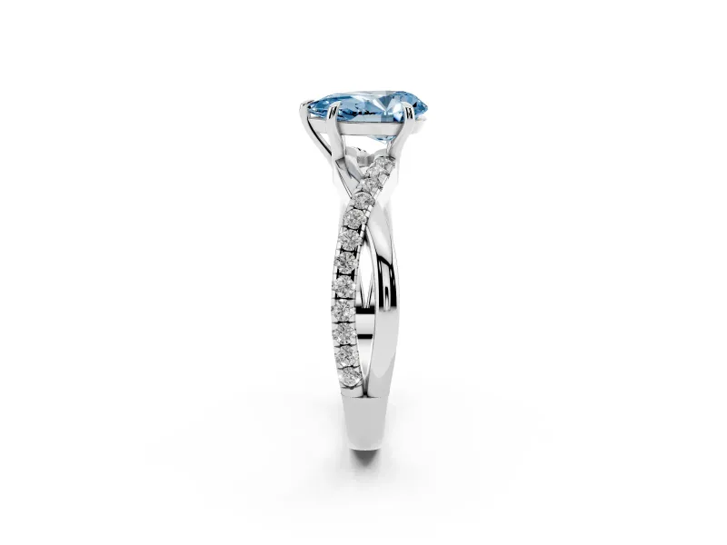 Pear-Shaped Crossover Engagement Ring Setting for a Fancy Blue Lab-Grown Diamond | Sterling Silver