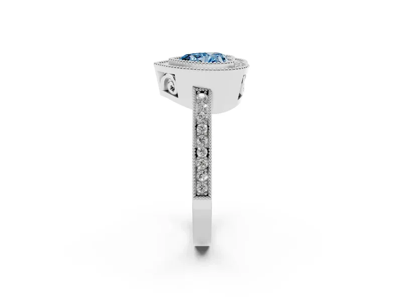 Heart-Shaped Halo Engagement Ring Setting for a Fancy Blue Lab-Grown Diamond | Sterling Silver - Design NV-24890