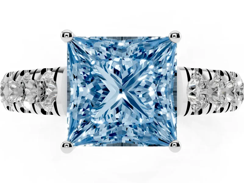 Princess Cut Engagement Ring Setting for a Fancy Blue Lab-Grown Diamond | White Gold - Design NV-24643