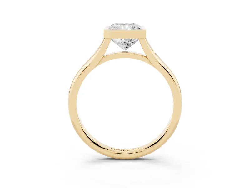 Radiant Cut Bezel Solitaire Engagement Ring Setting | V Split Shank | Yellow Gold
