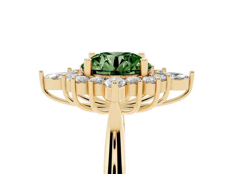 Round Engagement Ring Setting for a Fancy Green Lab-Grown Diamond | Yellow Gold - Design NV-24790