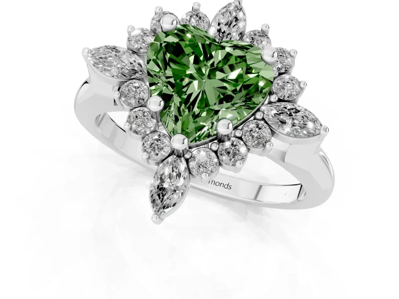 Heart-Shaped Engagement Ring Setting for a Fancy Green Lab-Grown Diamond | Sterling Silver - Design NV-24790