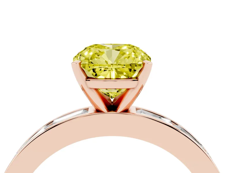 Cushion Cut Channel Set Engagement Ring Setting for a Fancy Yellow Lab-Grown Diamond | Rose Gold
