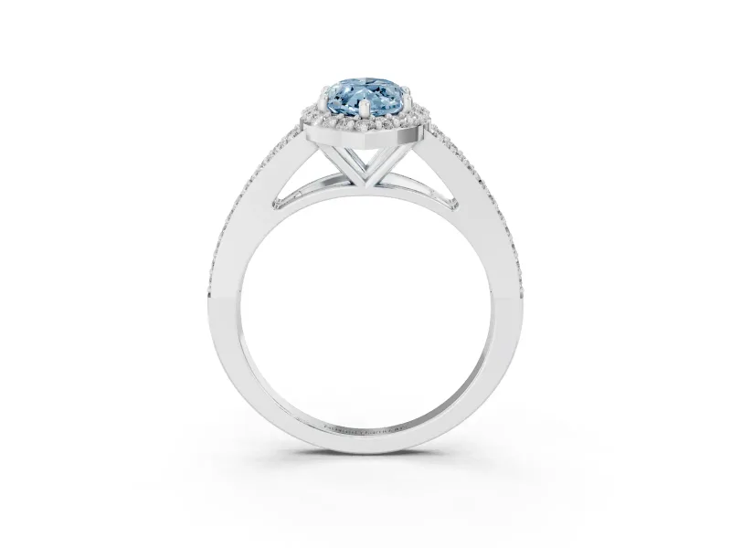 Marquise Split Shank Halo Engagement Ring Setting for a Fancy Blue Lab-Grown Diamond | White Gold