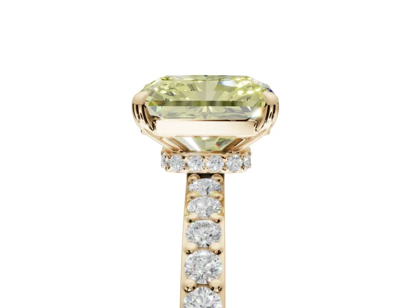 Radiant Cut Pavé Engagement Ring Setting for a Fancy Yellow Lab-Grown Diamond | Yellow Gold - Design NV-24928