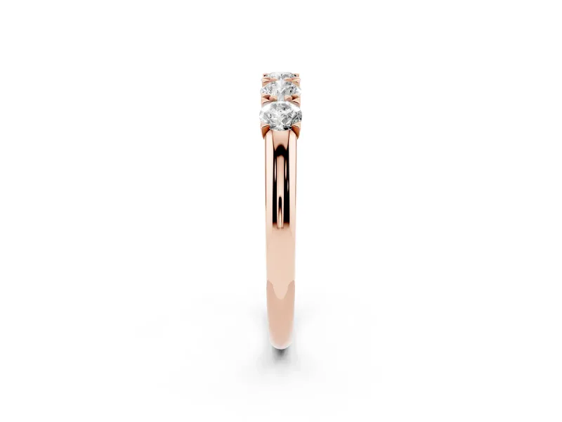 Round Diamond Channel Half Eternity Band Set in Rose gold with Shared Prongs