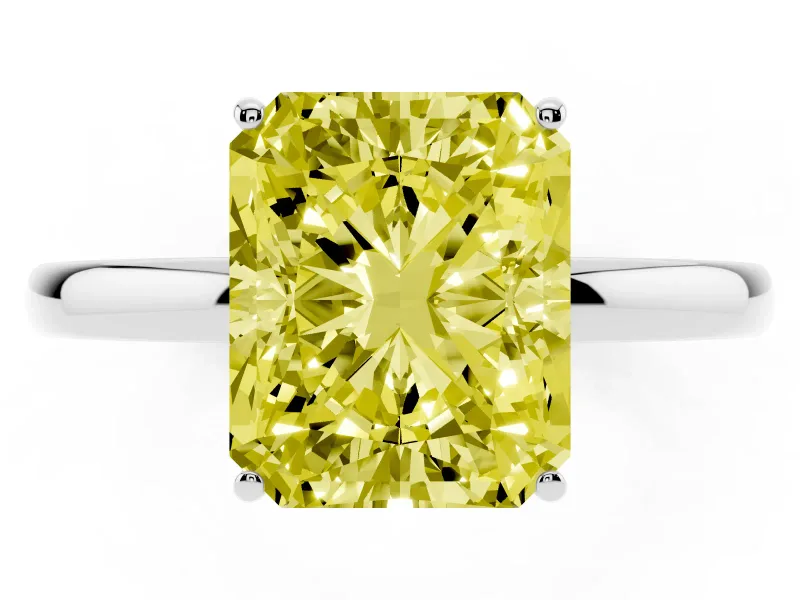 Radiant Cut Engagement Ring Setting for a Fancy Yellow Lab-Grown Diamond | Hidden Halo | White Gold