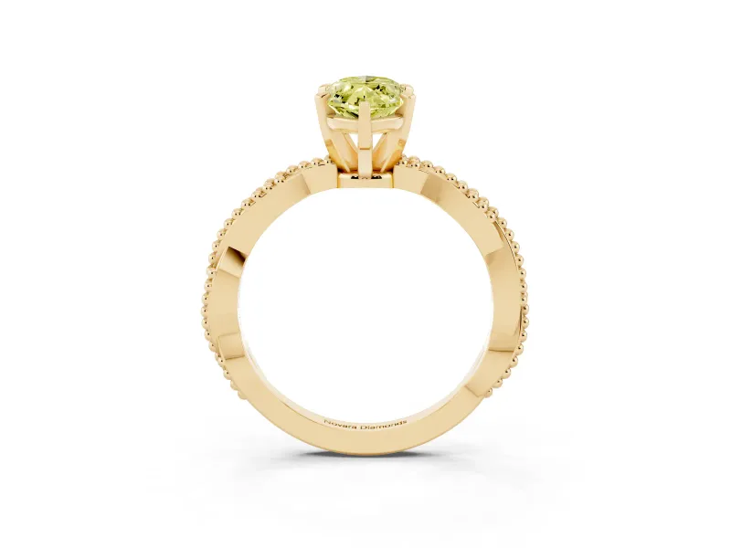 Marquise Twisted Engagement Ring Setting for a Fancy Yellow Lab-Grown Diamond | Beaded Twist | Yellow Gold