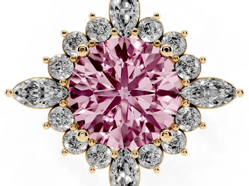 Round Engagement Ring Setting for a Fancy Pink Lab-Grown Diamond | Yellow Gold - Design NV-24790