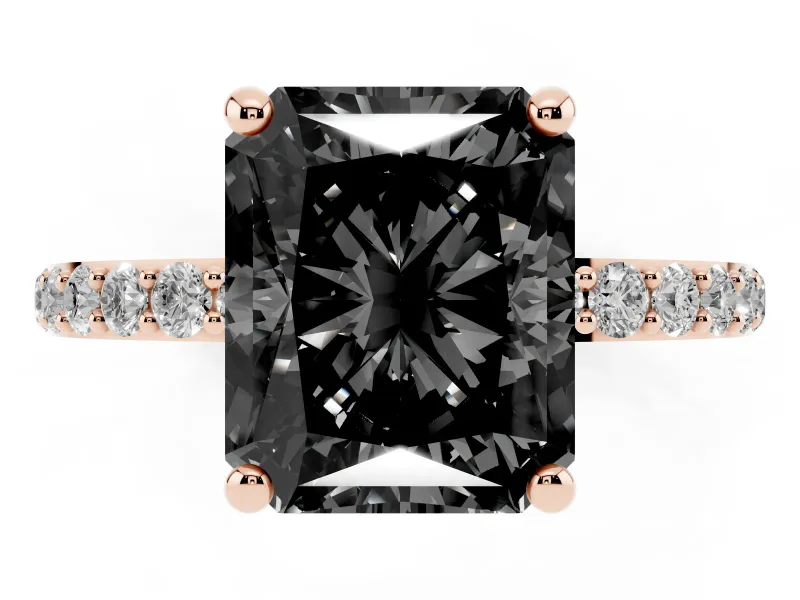 Radiant Cut Pave Solitaire Engagement Ring Setting | Rose Gold