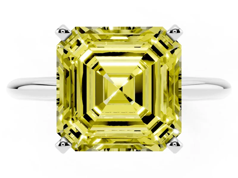 Asscher Cut Engagement Ring Setting for a Fancy Yellow Lab-Grown Diamond | White Gold