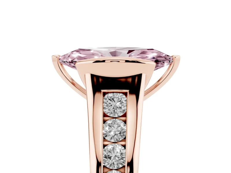 Marquise Half Bezel Engagement Ring Setting for a Fancy Pink Lab-Grown Diamond | Rose Gold