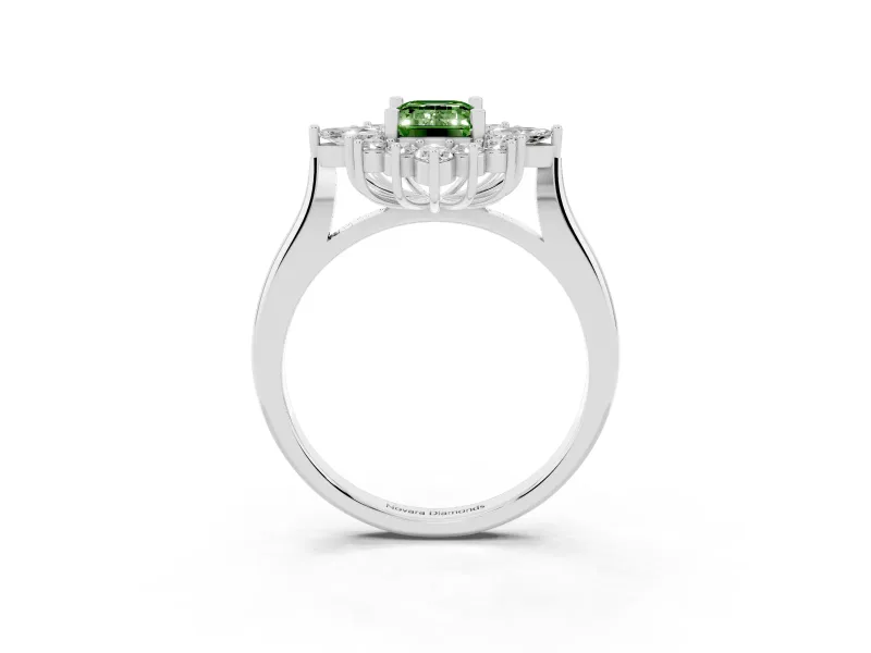 Emerald Cut Engagement Ring Setting for a Fancy Green Lab-Grown Diamond | White Gold - Design NV-24790