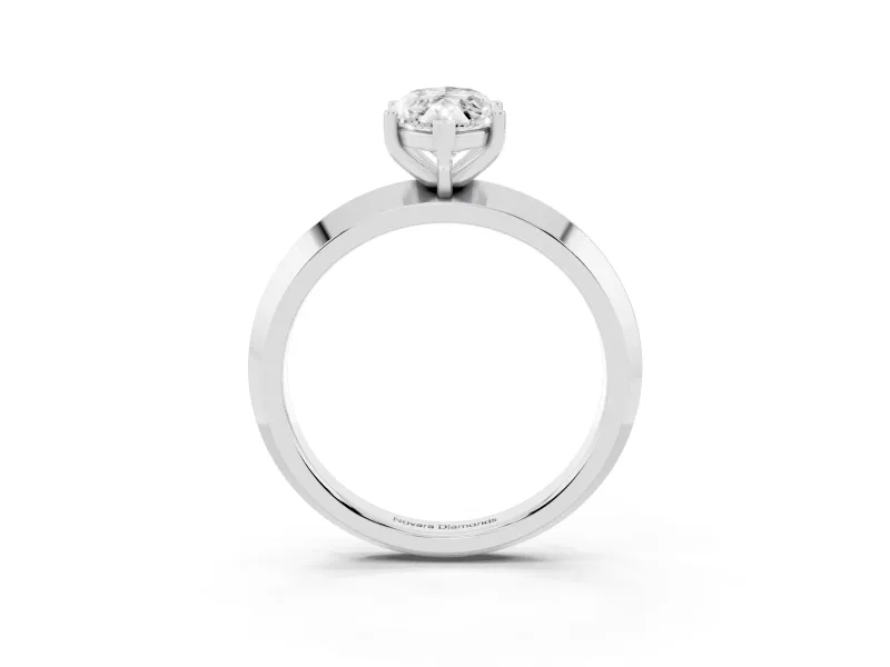 Marquise Cut Diamond Solitaire Engagement Ring Set in White gold with Flat Band and Prong Setting
