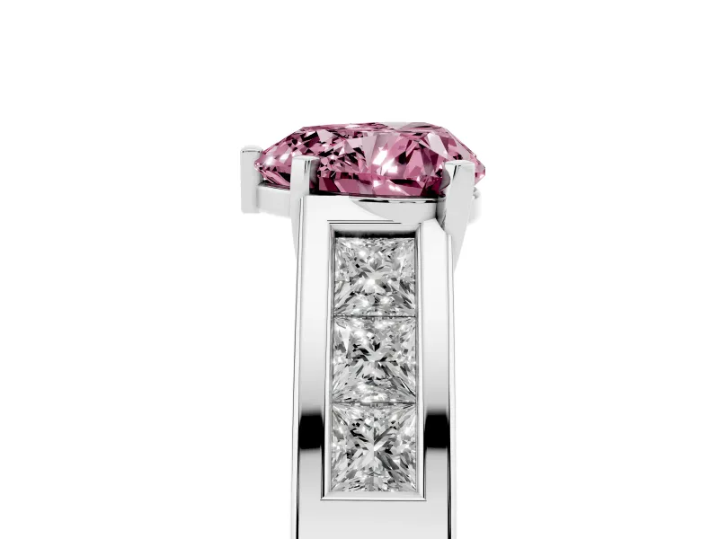 Heart-Shaped Channel-Set Engagement Ring Setting for a Fancy Pink Lab-Grown Diamond | Platinum