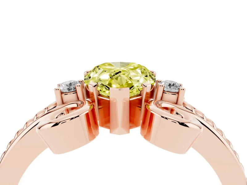 Pear-Shaped Scroll Engagement Ring Setting for a Fancy Yellow Lab-Grown Diamond | Rose Gold