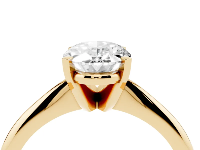 Oval Plain Knife-Edge Solitaire Engagement Ring Setting | Claw Prongs | Yellow Gold