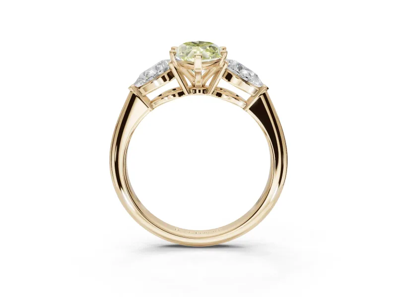 Marquise 3-Stone Engagement Ring Setting for a Fancy Yellow Lab-Grown Diamond | Yellow Gold