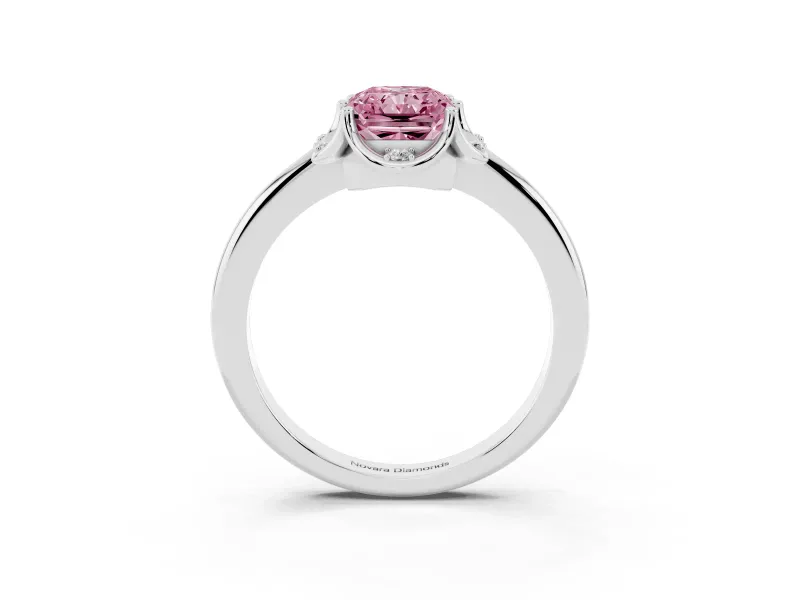 Radiant Cut Petal Halo Engagement Ring Setting for a Fancy Pink Lab-Grown Diamond | Sterling Silver