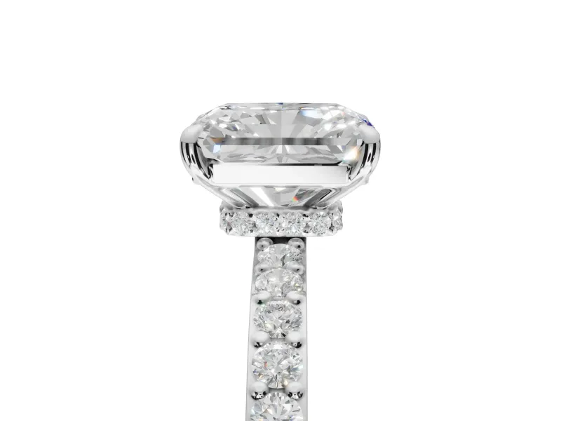 Radiant Cut Hidden Halo Engagement Ring Setting | Platinum