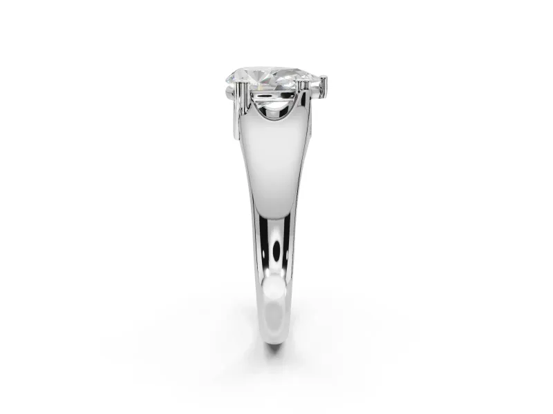 Pear-Shaped Double Claw Solitaire Engagement Ring Setting | Wide Plain Band | White Gold