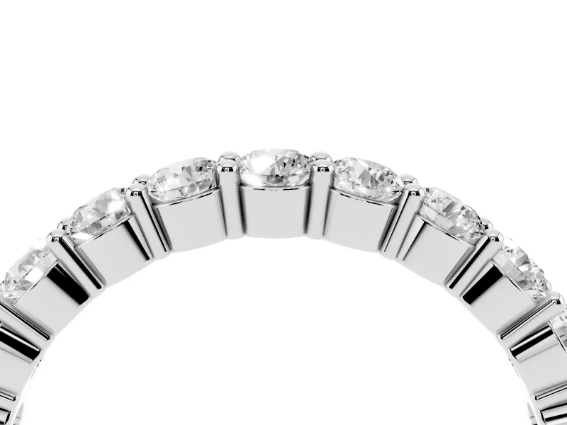 Round Diamond Half Eternity Band Set in Silver with Top-Row Prong Setting