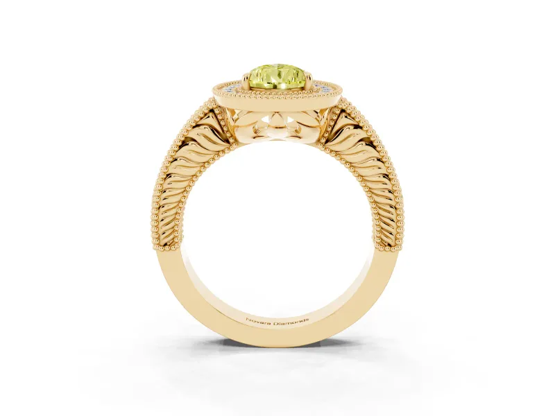Pear-Shaped Halo Engagement Ring Setting for a Fancy Yellow Lab-Grown Diamond | Yellow Gold - Design NV-24525