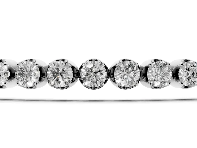 Round Lab-Grown Diamond Slim Tennis Bracelet | Cup Settings | Sterling Silver