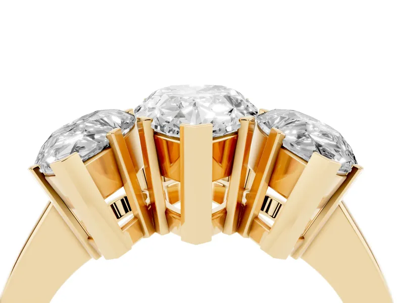 Pear-Shaped Three Stone Engagement Ring Setting | Large Side Stones | Yellow Gold