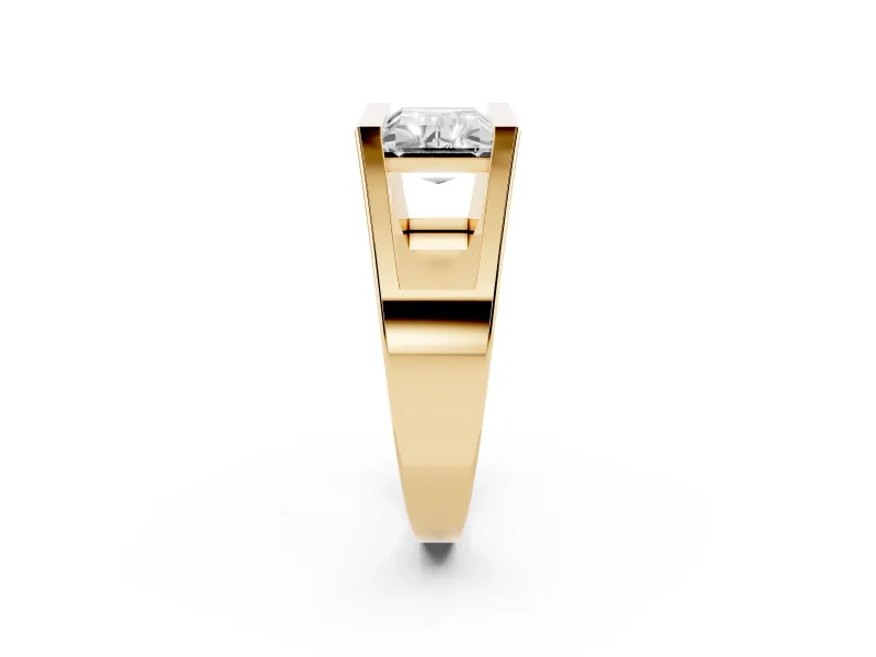Baguette East-West Geometric Solitaire Engagement Ring Setting | Open Sides | Yellow Gold