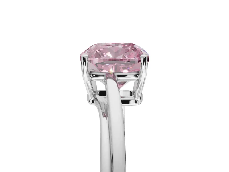 Cushion Cut Bypass Solitaire Engagement Ring Setting for a Fancy Pink Lab-Grown Diamond | White Gold