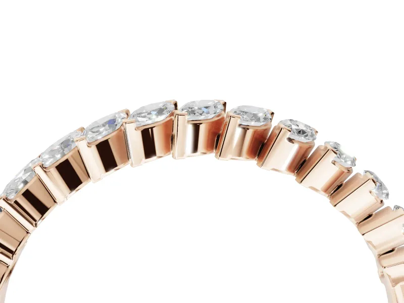 Marquise Lab-Grown Diamond Slanted Half Eternity Wedding Band | Tip Cups | Rose Gold