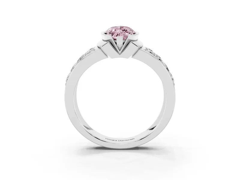 Marquise Half Bezel Engagement Ring Setting for a Fancy Pink Lab-Grown Diamond | Double Row Channel Band | Platinum