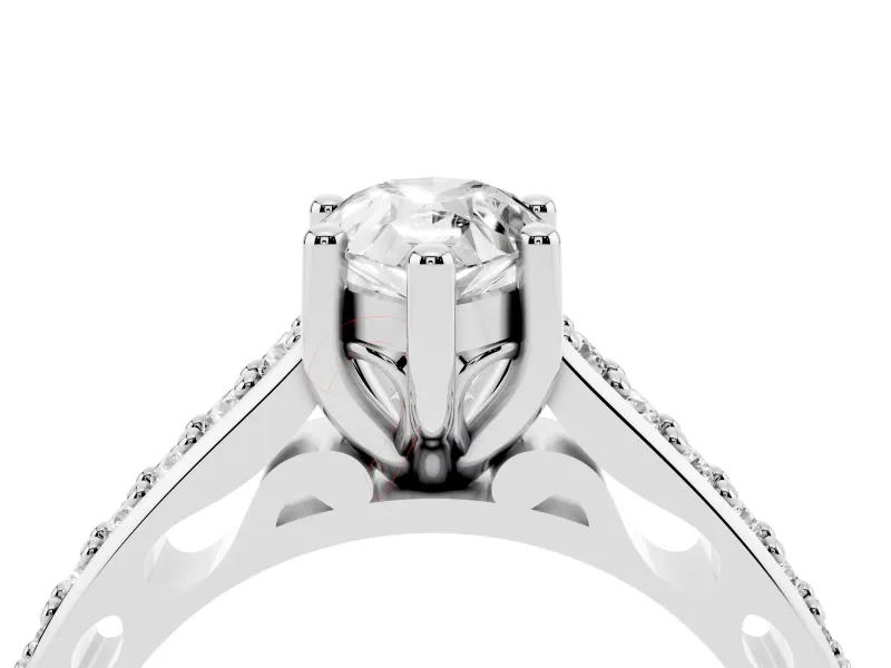 Pear-Shaped Graduated Pave Cathedral Engagement Ring Setting | Scroll Cut-Outs | Sterling Silver