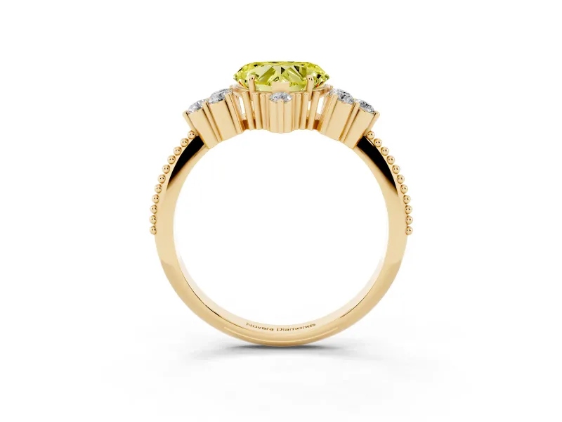 Heart-Shaped Cluster Engagement Ring Setting for a Fancy Yellow Lab-Grown Diamond | Yellow Gold