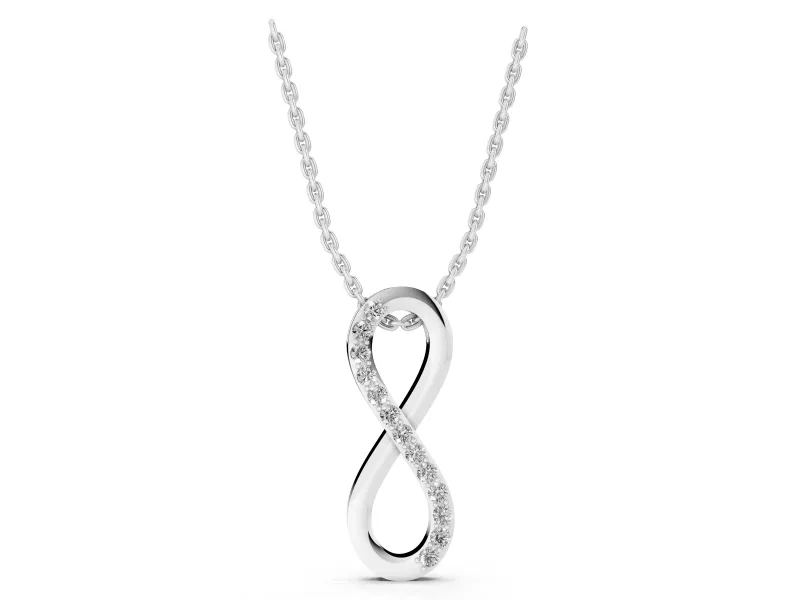 Round Lab-Grown Diamond Pavé Infinity Pendant Necklace | Single Pavé Strand | Sterling Silver