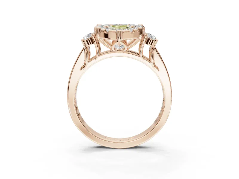 Pear-Shaped Halo Engagement Ring Setting for a Fancy Yellow Lab-Grown Diamond | Graduated Channel Band | Rose Gold