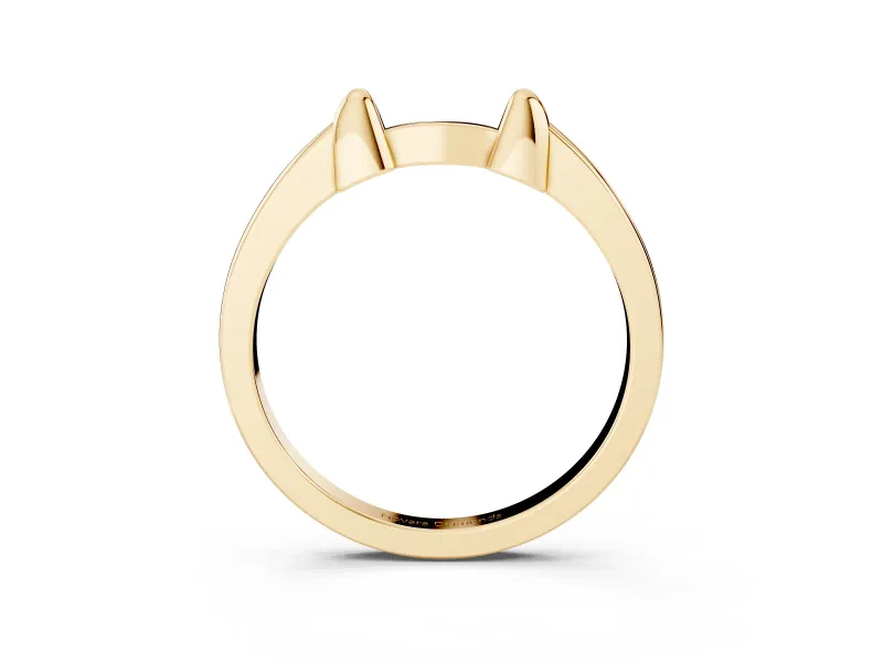 Plain Notched Contour Wedding Band | Twin Raised Tabs | Yellow Gold