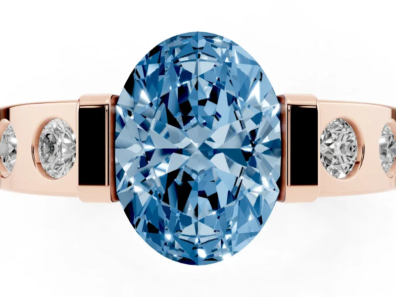 Oval Tension Style Engagement Ring Setting for a Fancy Blue Lab-Grown Diamond | Rose Gold