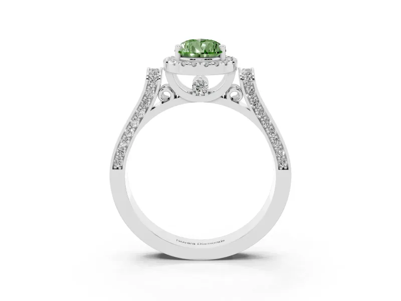 Pear-Shaped Halo Engagement Ring Setting for a Fancy Green Lab-Grown Diamond | Pavé Panel Shoulders | Platinum