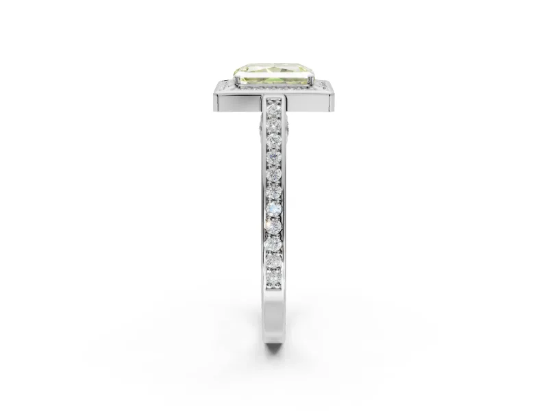 Radiant Cut Sectioned Halo Engagement Ring Setting for a Fancy Yellow Lab-Grown Diamond | Sterling Silver