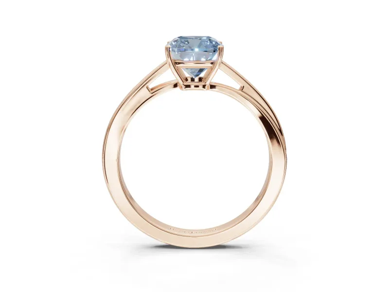 Cushion Cut Bypass Solitaire Engagement Ring Setting for a Fancy Blue Lab-Grown Diamond | Rose Gold