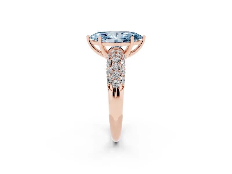 Marquise Multi Row Pave Engagement Ring Setting for a Fancy Blue Lab-Grown Diamond | Rose Gold