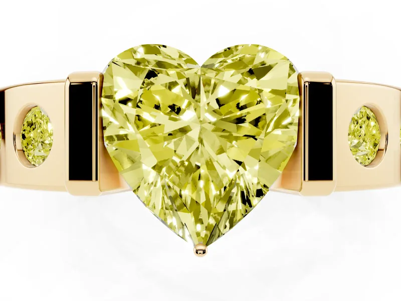 Heart-Shaped Tension Style Engagement Ring Setting for a Fancy Yellow Lab-Grown Diamond | Yellow Gold