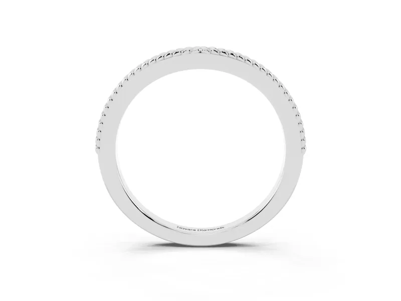 Rope Twist Contour Wedding Band | Wheat Leaf Detail | Sterling Silver
