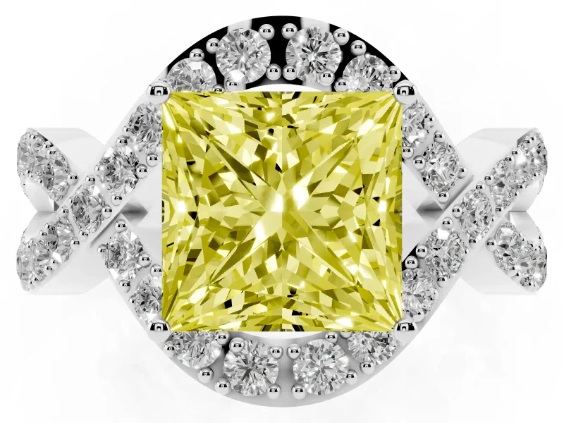 Princess Cut Infinity Twist Engagement Ring Setting for a Fancy Yellow Lab-Grown Diamond | Sterling Silver