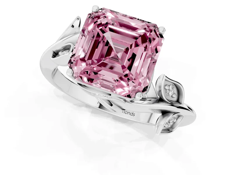 Asscher Cut Twisted Bypass Engagement Ring Setting for a Fancy Pink Lab-Grown Diamond | White Gold